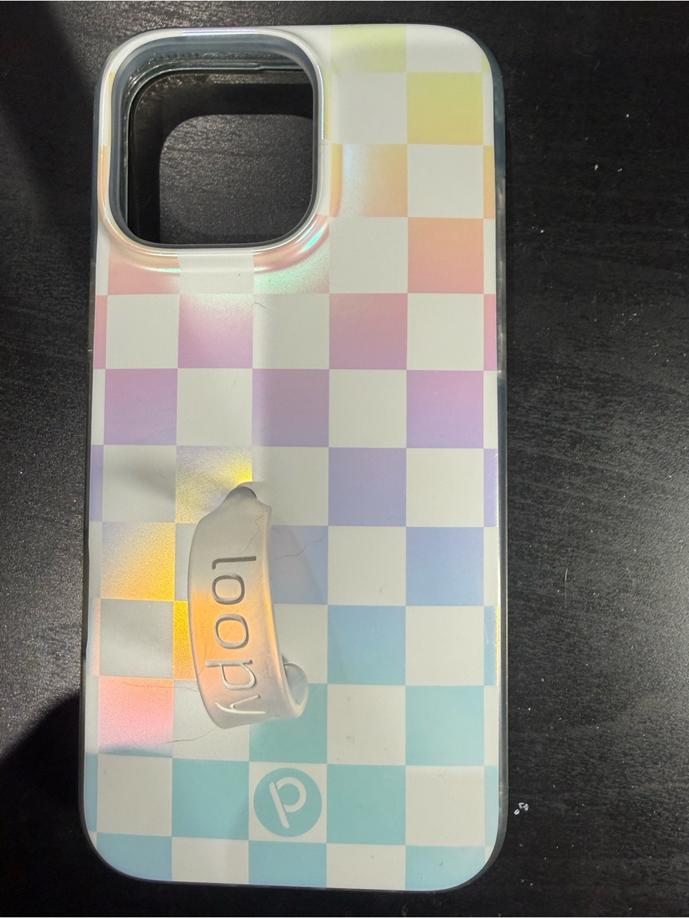 Loopy Case Iridescent Pastel Checkerboard Phone Case (White/Multicolor)